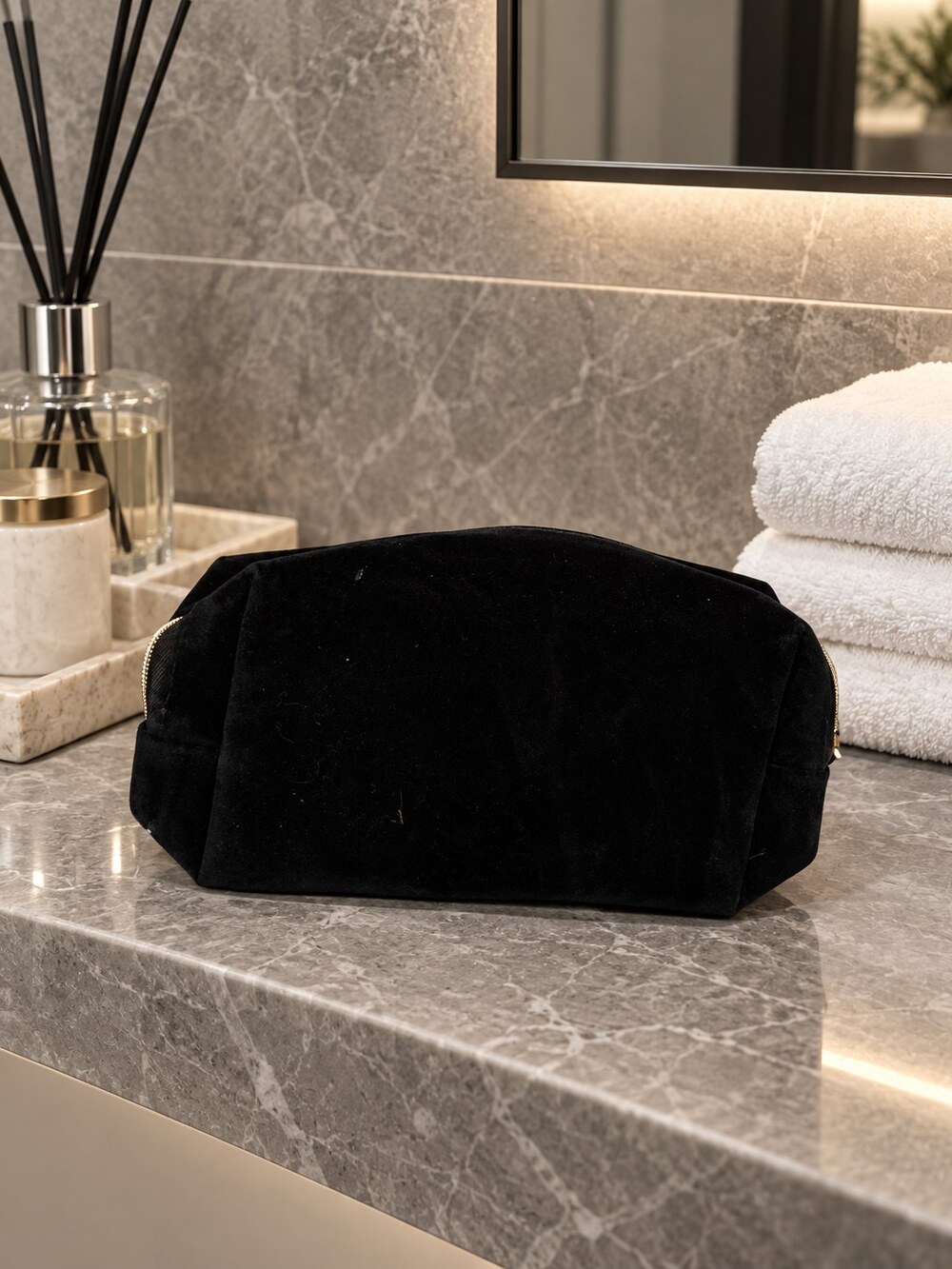 Yves Saint Laurent Black Velvet Makeup Bag | Vanity Storage - Picture 3 of 6